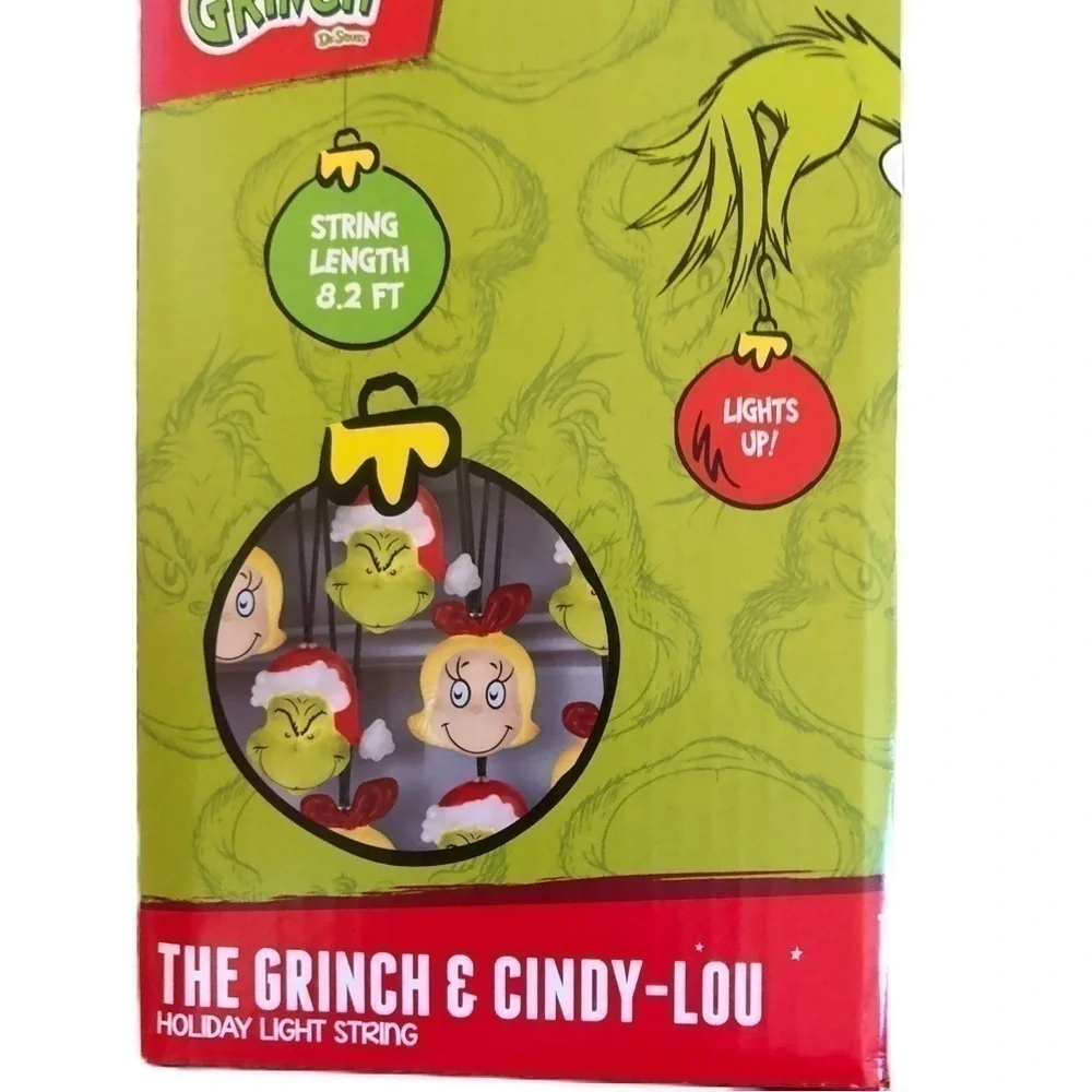 Grinch & Cindy Lou Who 8 Blow Mold String Lights NEW Christmas Decoration